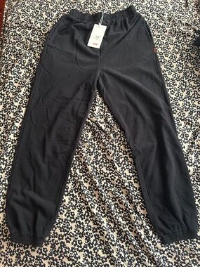Bayse Black High-Waist Sweat Pants with Drawstring